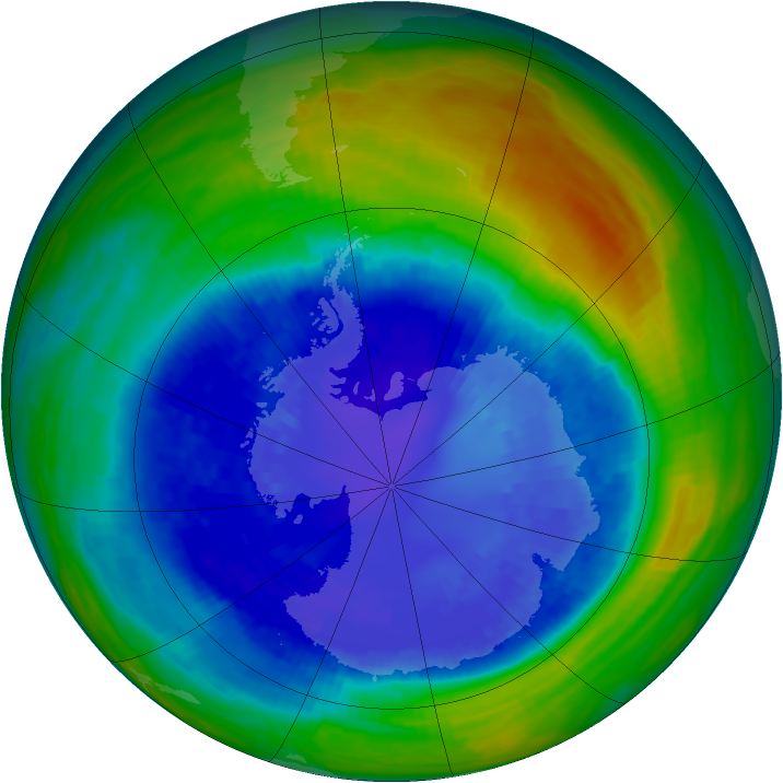 Antarctic ozone map for 06 September 1993